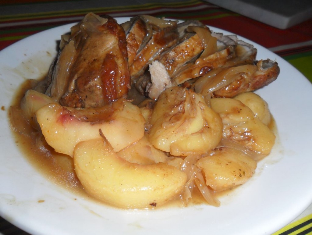 Rôti de porc aux pêches et glace à la mure sauvage (ou pas !) | La